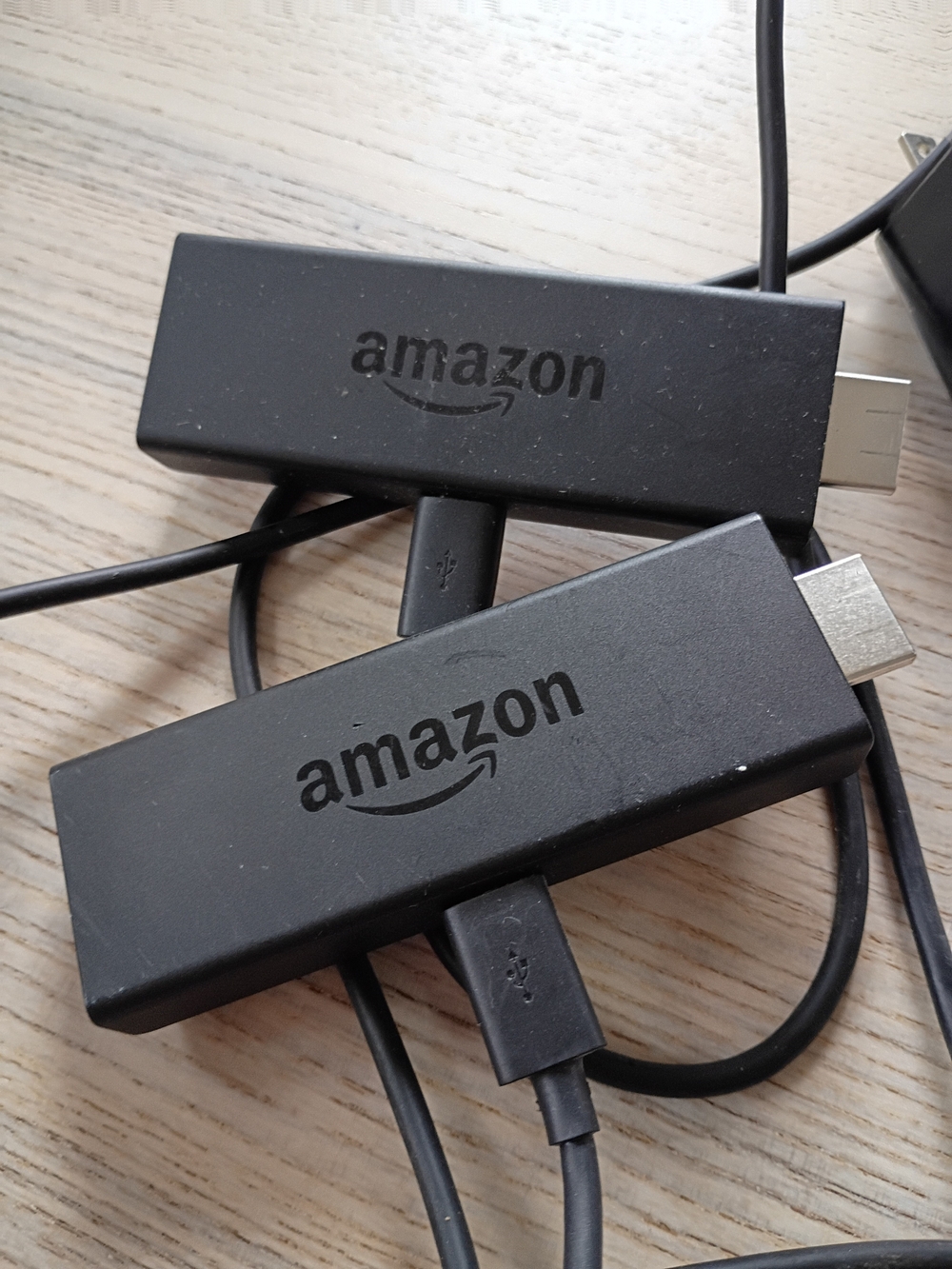 2 Amazon Black HDMI Streaming Sticks with USB Power Cable, 1 Remote